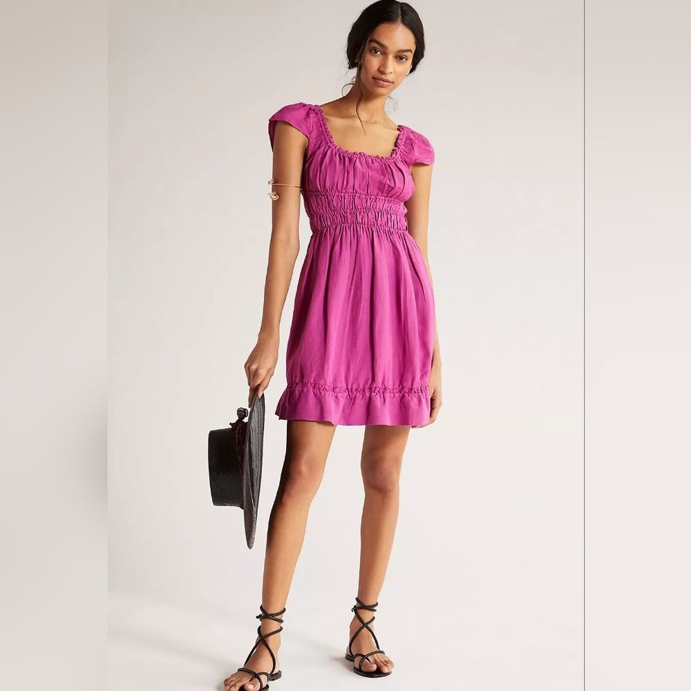 By Anthropologie Smocked Waist Mini Dress Size S
